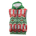 New Zealand Christmas In July Sleeveless Zip Hoodie Meri Kirihimete Hei Tiki Taniko Motifs Seamless