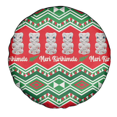 New Zealand Christmas In July Spare Tire Cover Meri Kirihimete Hei Tiki Taniko Motifs Seamless
