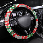 New Zealand Christmas In July Steering Wheel Cover Meri Kirihimete Hei Tiki Taniko Motifs Seamless