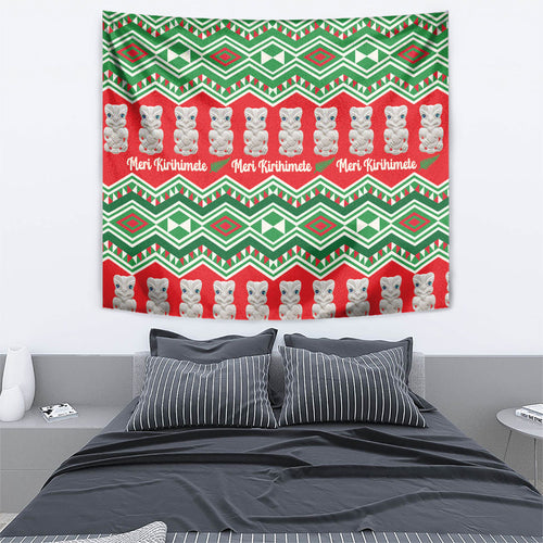 New Zealand Christmas In July Tapestry Meri Kirihimete Hei Tiki Taniko Motifs Seamless