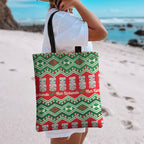 New Zealand Christmas In July Tote Bag Meri Kirihimete Hei Tiki Taniko Motifs Seamless