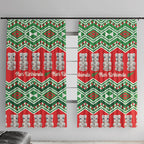 New Zealand Christmas In July Window Curtain Meri Kirihimete Hei Tiki Taniko Motifs Seamless