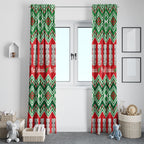 New Zealand Christmas In July Window Curtain Meri Kirihimete Hei Tiki Taniko Motifs Seamless
