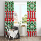 New Zealand Christmas In July Window Curtain Meri Kirihimete Hei Tiki Taniko Motifs Seamless