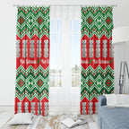 New Zealand Christmas In July Window Curtain Meri Kirihimete Hei Tiki Taniko Motifs Seamless