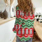 New Zealand Christmas In July Women Casual Shirt Meri Kirihimete Hei Tiki Taniko Motifs Seamless