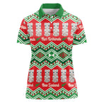 New Zealand Christmas In July Women Polo Shirt Meri Kirihimete Hei Tiki Taniko Motifs Seamless
