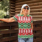 New Zealand Christmas In July Women Polo Shirt Meri Kirihimete Hei Tiki Taniko Motifs Seamless