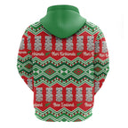New Zealand Christmas In July Zip Hoodie Meri Kirihimete Hei Tiki Taniko Motifs Seamless