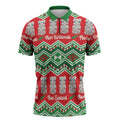 New Zealand Christmas In July Zipper Polo Shirt Meri Kirihimete Hei Tiki Taniko Motifs Seamless