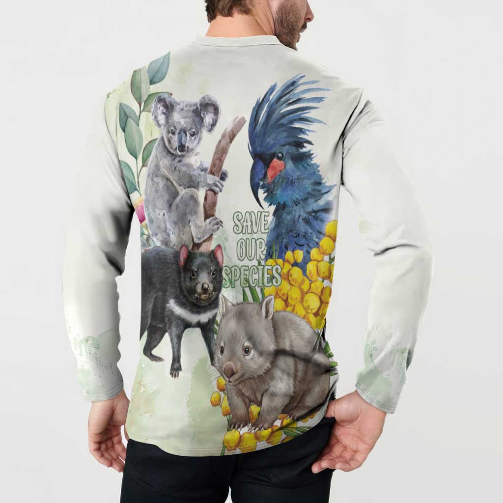 National Threatened Species Day Australia Button Sweatshirt Aussie Animals Save Our Species - Aussie Hoodie