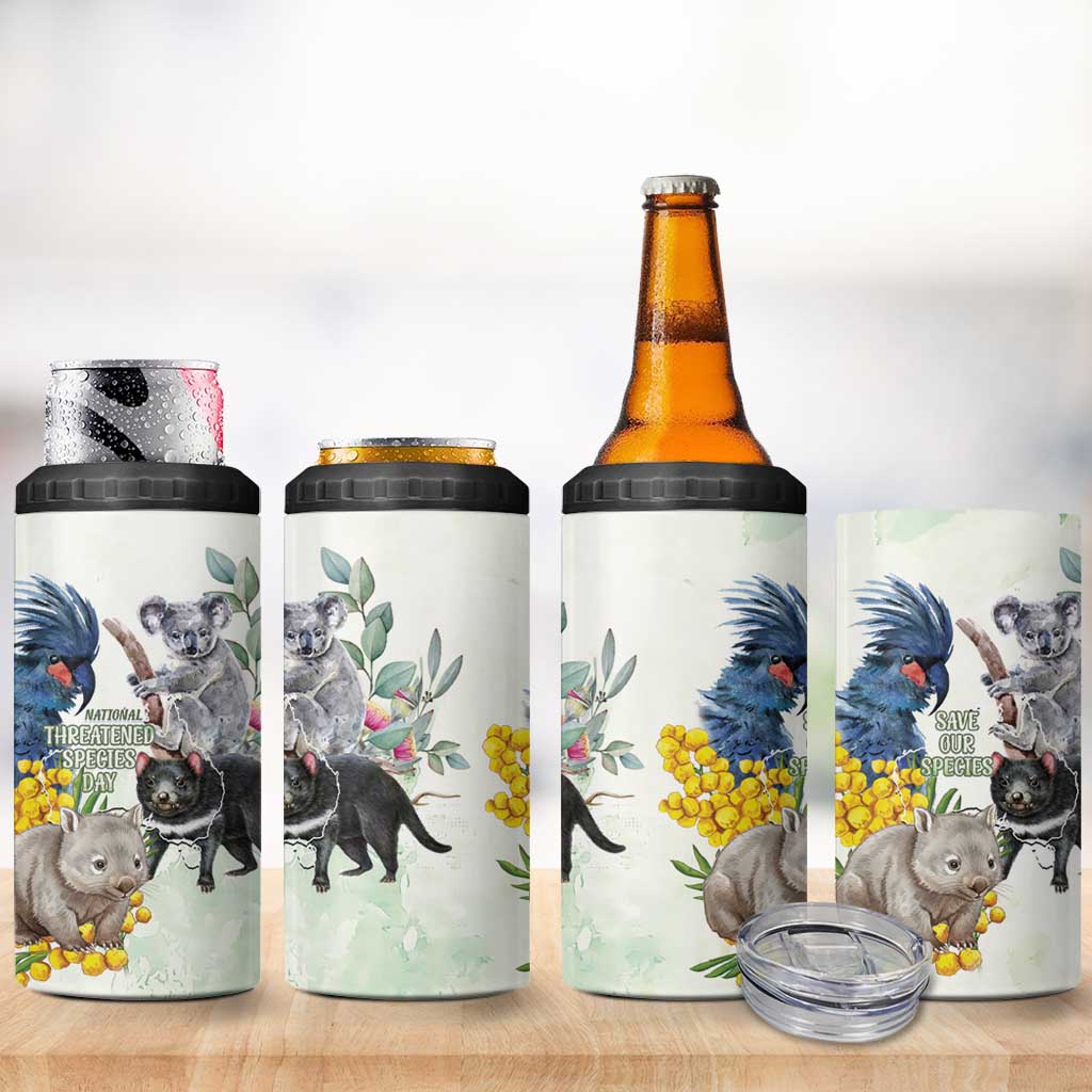 National Threatened Species Day Australia 4 in 1 Can Cooler Tumbler Aussie Animals Save Our Species - Aussie Hoodie