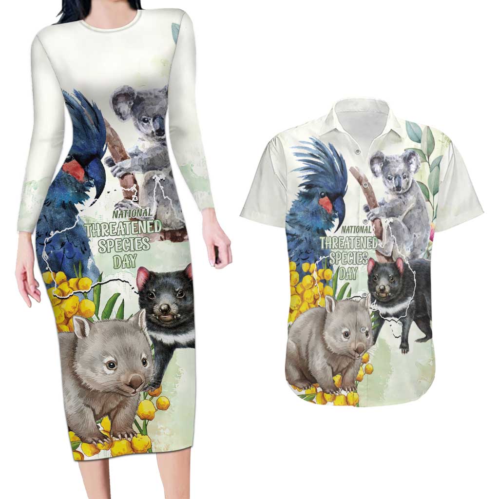 National Threatened Species Day Australia Couples Matching Long Sleeve Bodycon Dress and Hawaiian Shirt Aussie Animals Save Our Species - Aussie Hoodie