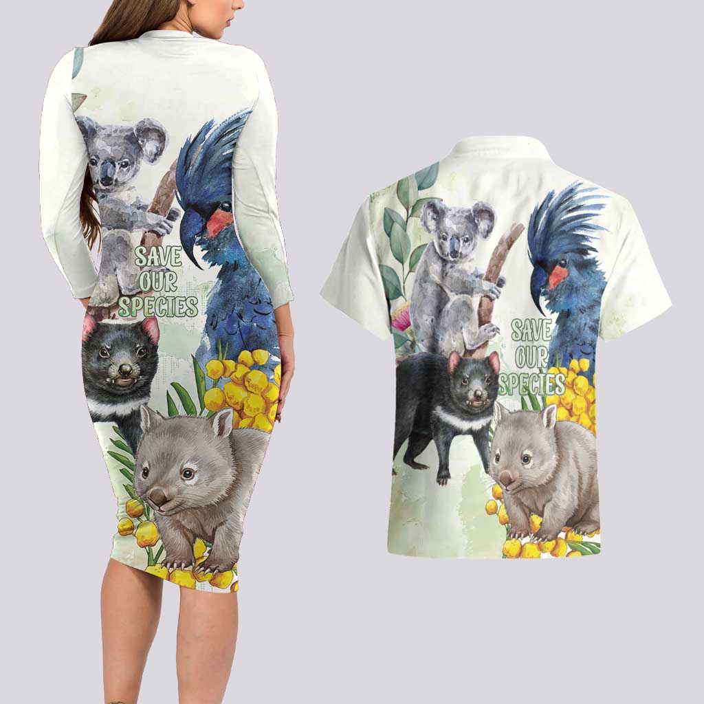 National Threatened Species Day Australia Couples Matching Long Sleeve Bodycon Dress and Hawaiian Shirt Aussie Animals Save Our Species - Aussie Hoodie