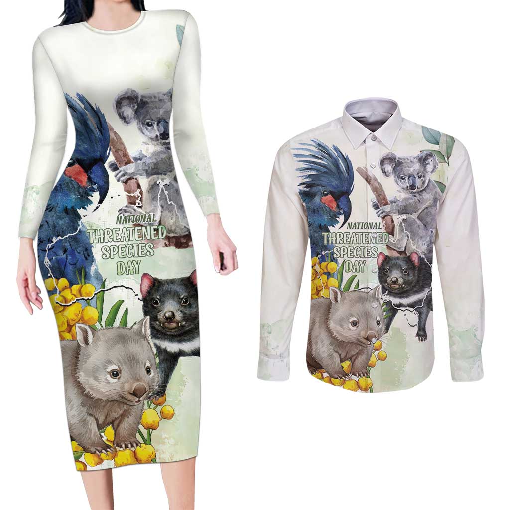 National Threatened Species Day Australia Couples Matching Long Sleeve Bodycon Dress and Long Sleeve Button Shirt Aussie Animals Save Our Species - Aussie Hoodie