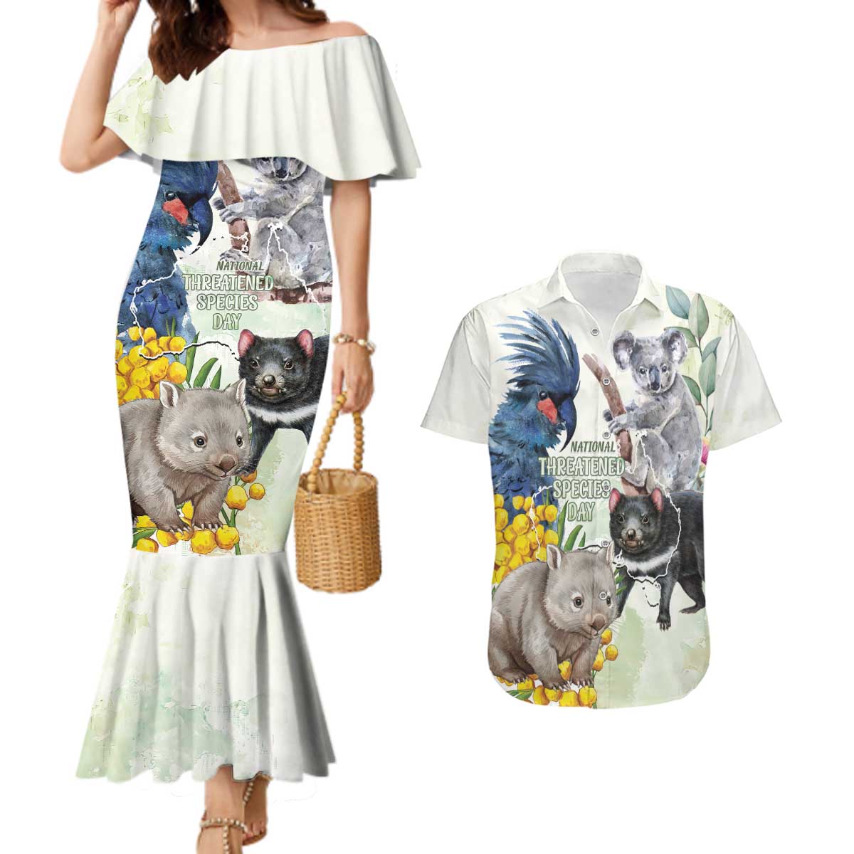 National Threatened Species Day Australia Couples Matching Mermaid Dress and Hawaiian Shirt Aussie Animals Save Our Species - Aussie Hoodie
