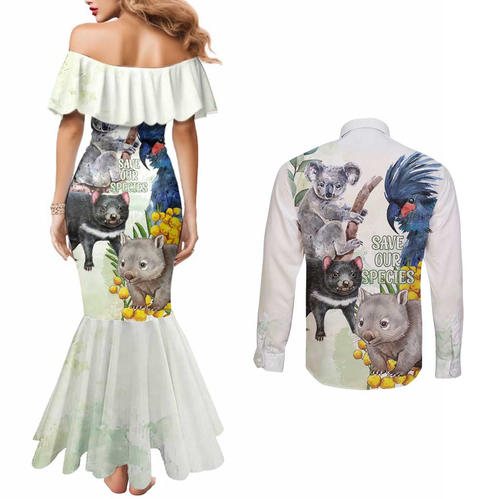 National Threatened Species Day Australia Couples Matching Mermaid Dress and Long Sleeve Button Shirt Aussie Animals Save Our Species - Aussie Hoodie