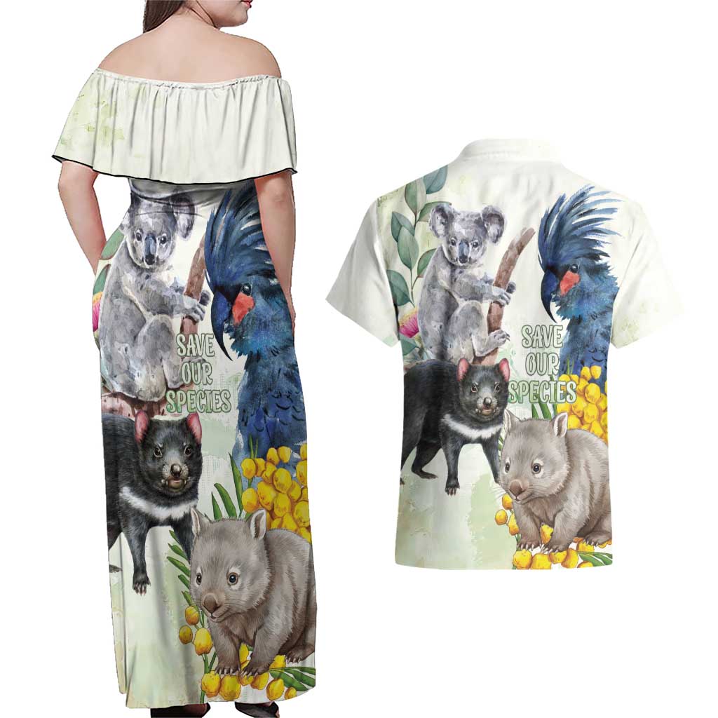 National Threatened Species Day Australia Couples Matching Off Shoulder Maxi Dress and Hawaiian Shirt Aussie Animals Save Our Species - Aussie Hoodie