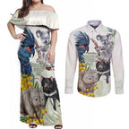 National Threatened Species Day Australia Couples Matching Off Shoulder Maxi Dress and Long Sleeve Button Shirt Aussie Animals Save Our Species - Aussie Hoodie