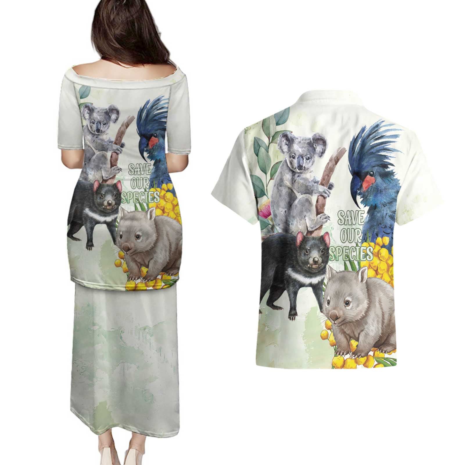 National Threatened Species Day Australia Couples Matching Puletasi and Hawaiian Shirt Aussie Animals Save Our Species - Aussie Hoodie