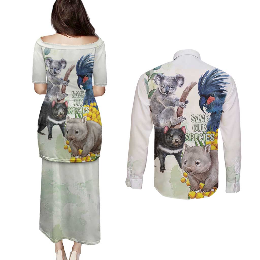 National Threatened Species Day Australia Couples Matching Puletasi and Long Sleeve Button Shirt Aussie Animals Save Our Species - Aussie Hoodie