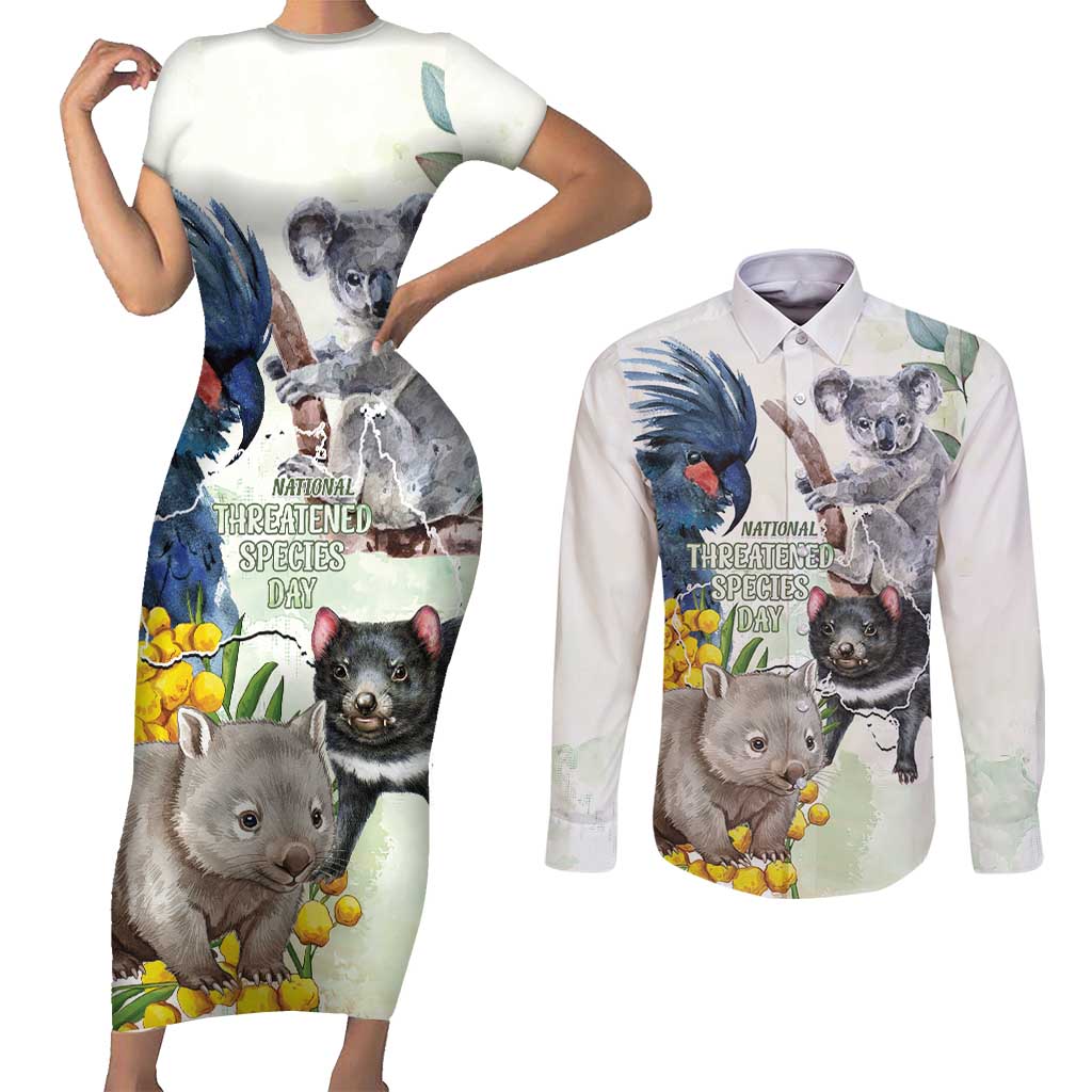 National Threatened Species Day Australia Couples Matching Short Sleeve Bodycon Dress and Long Sleeve Button Shirt Aussie Animals Save Our Species - Aussie Hoodie