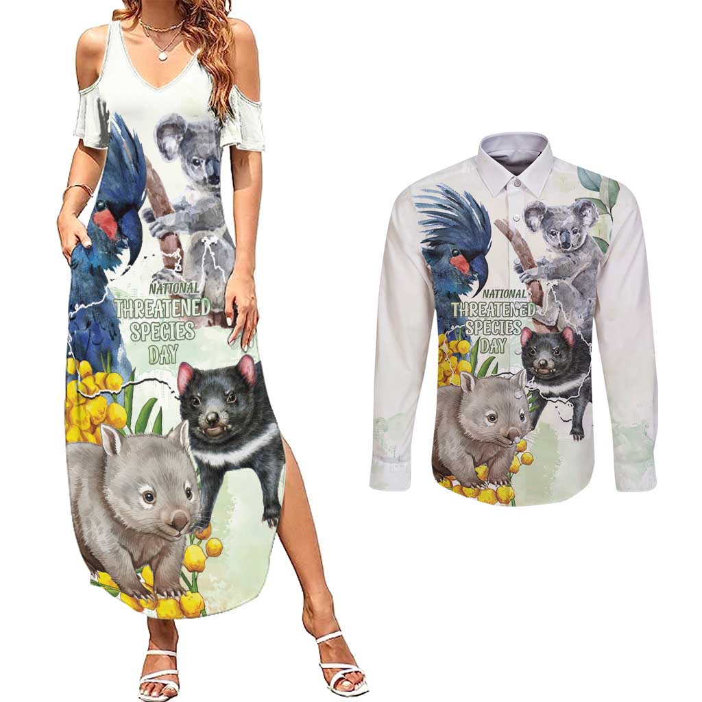 National Threatened Species Day Australia Couples Matching Summer Maxi Dress and Long Sleeve Button Shirt Aussie Animals Save Our Species - Aussie Hoodie