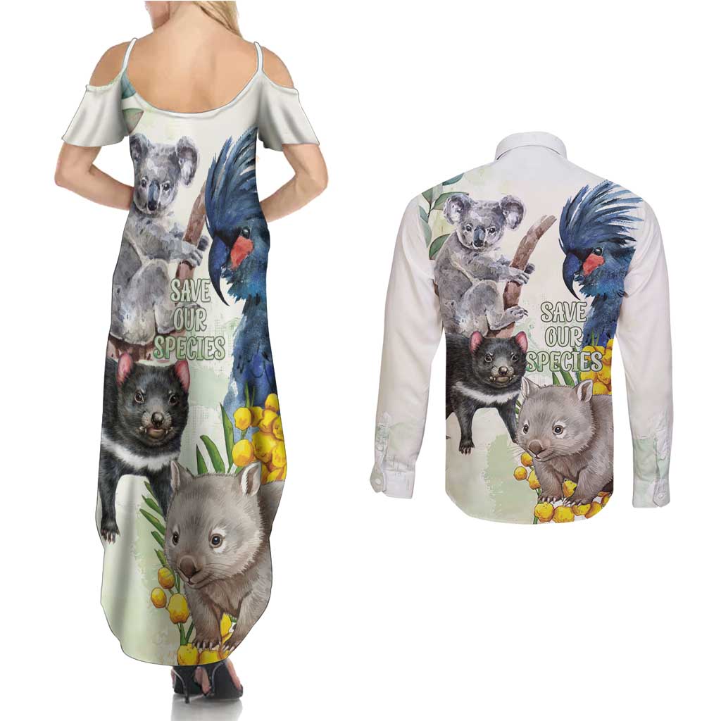 National Threatened Species Day Australia Couples Matching Summer Maxi Dress and Long Sleeve Button Shirt Aussie Animals Save Our Species - Aussie Hoodie
