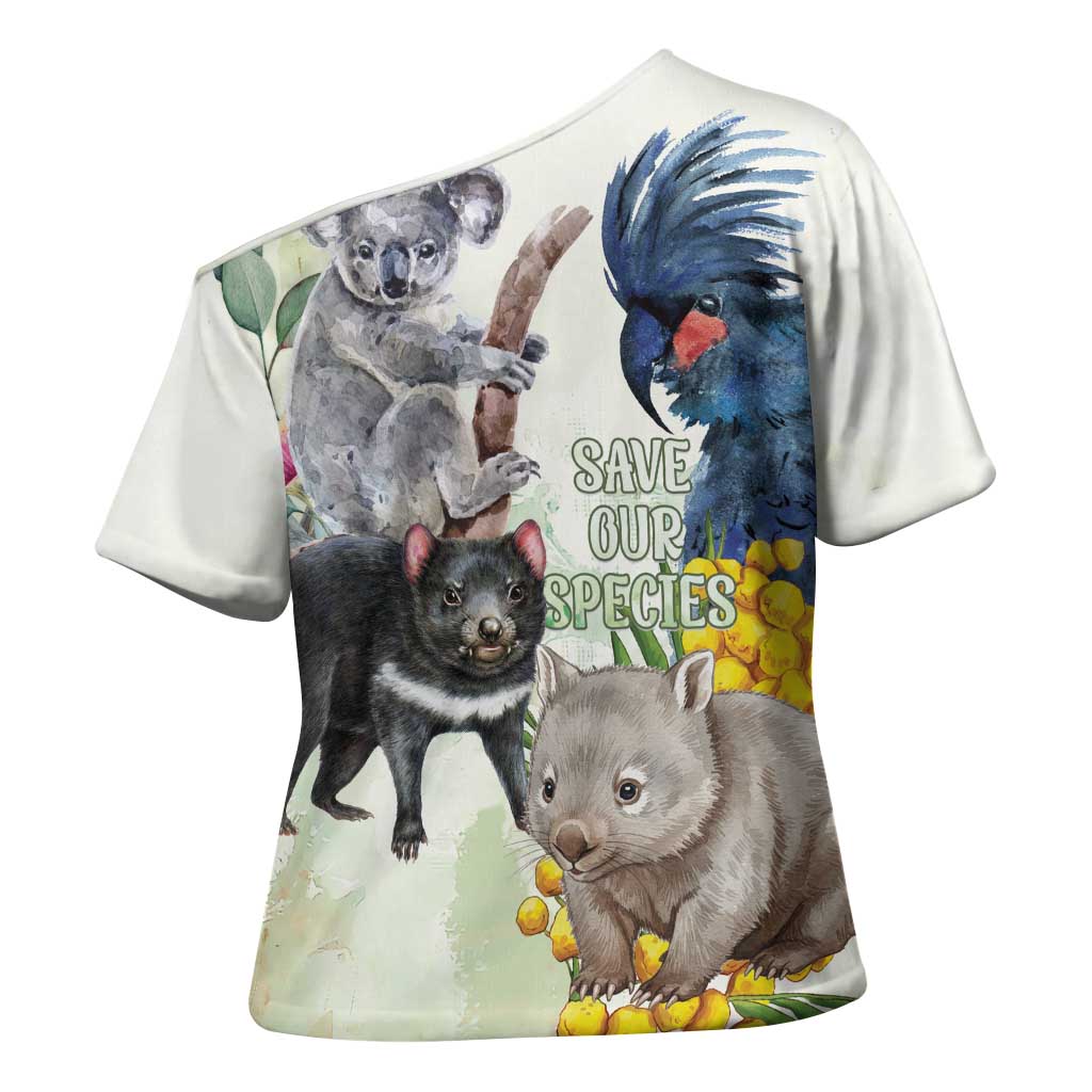 National Threatened Species Day Australia Cross Shoulder Shirt Aussie Animals Save Our Species - Aussie Hoodie