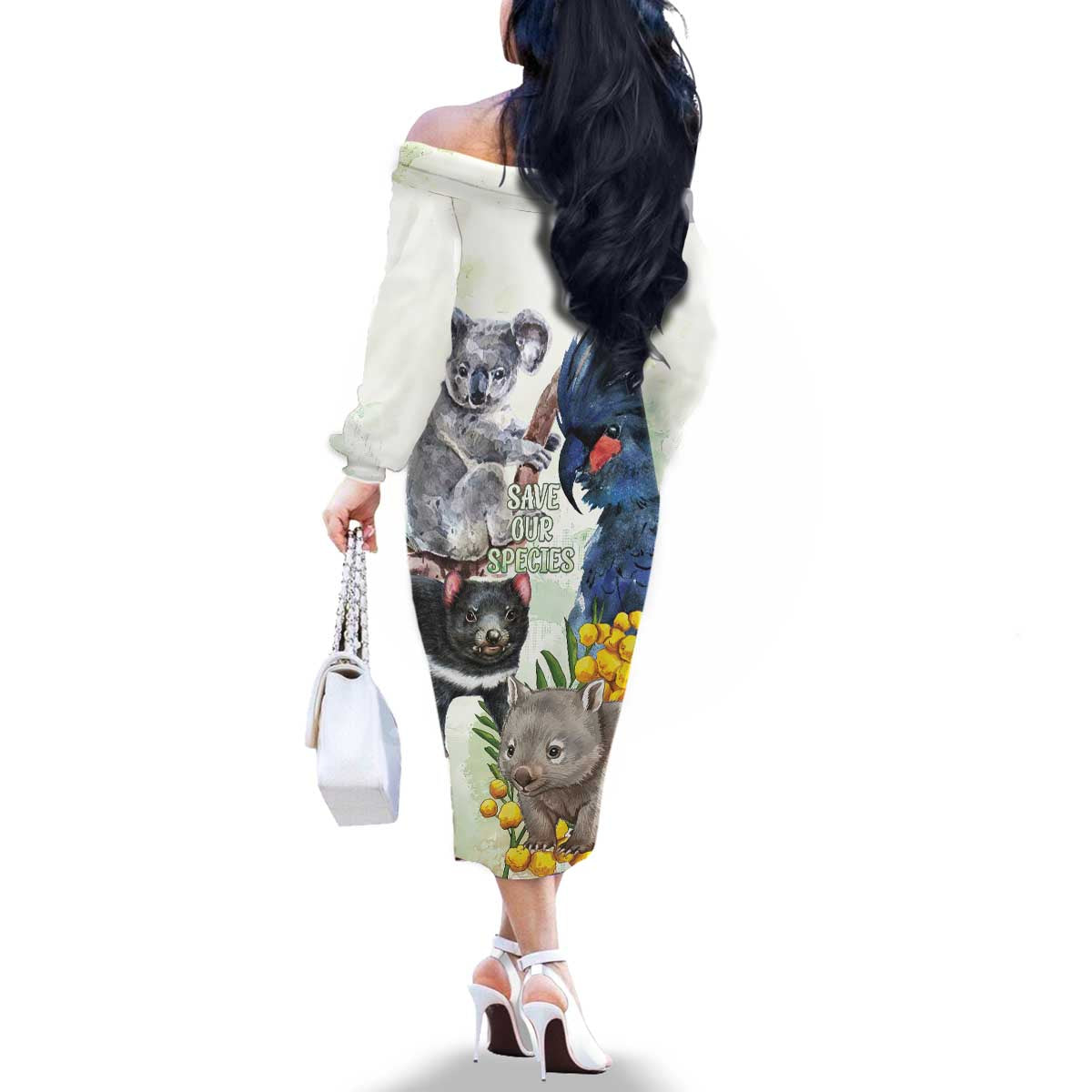 National Threatened Species Day Australia Family Matching Off The Shoulder Long Sleeve Dress and Hawaiian Shirt Aussie Animals Save Our Species - Aussie Hoodie