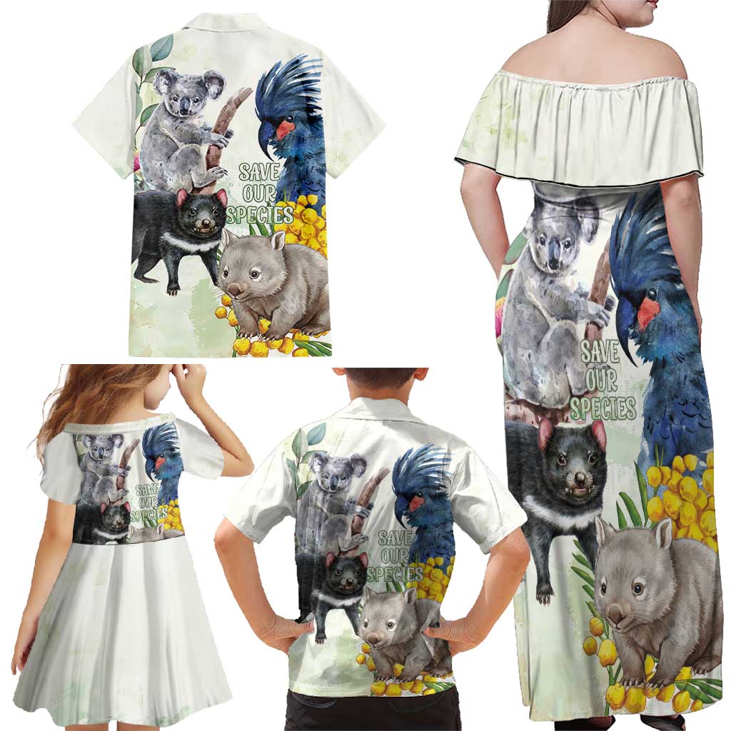 National Threatened Species Day Australia Family Matching Off Shoulder Maxi Dress and Hawaiian Shirt Aussie Animals Save Our Species - Aussie Hoodie