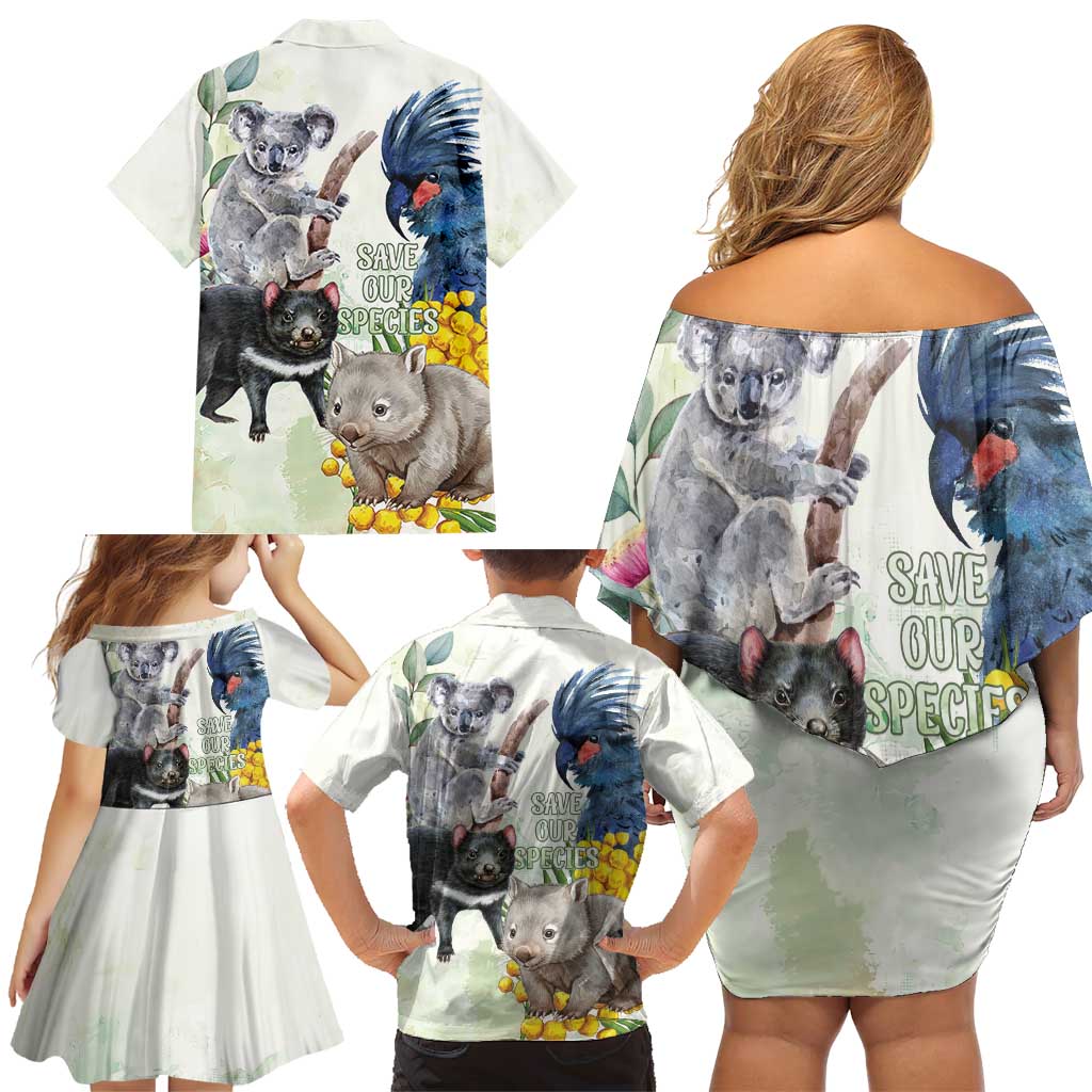 National Threatened Species Day Australia Family Matching Off Shoulder Short Dress and Hawaiian Shirt Aussie Animals Save Our Species - Aussie Hoodie