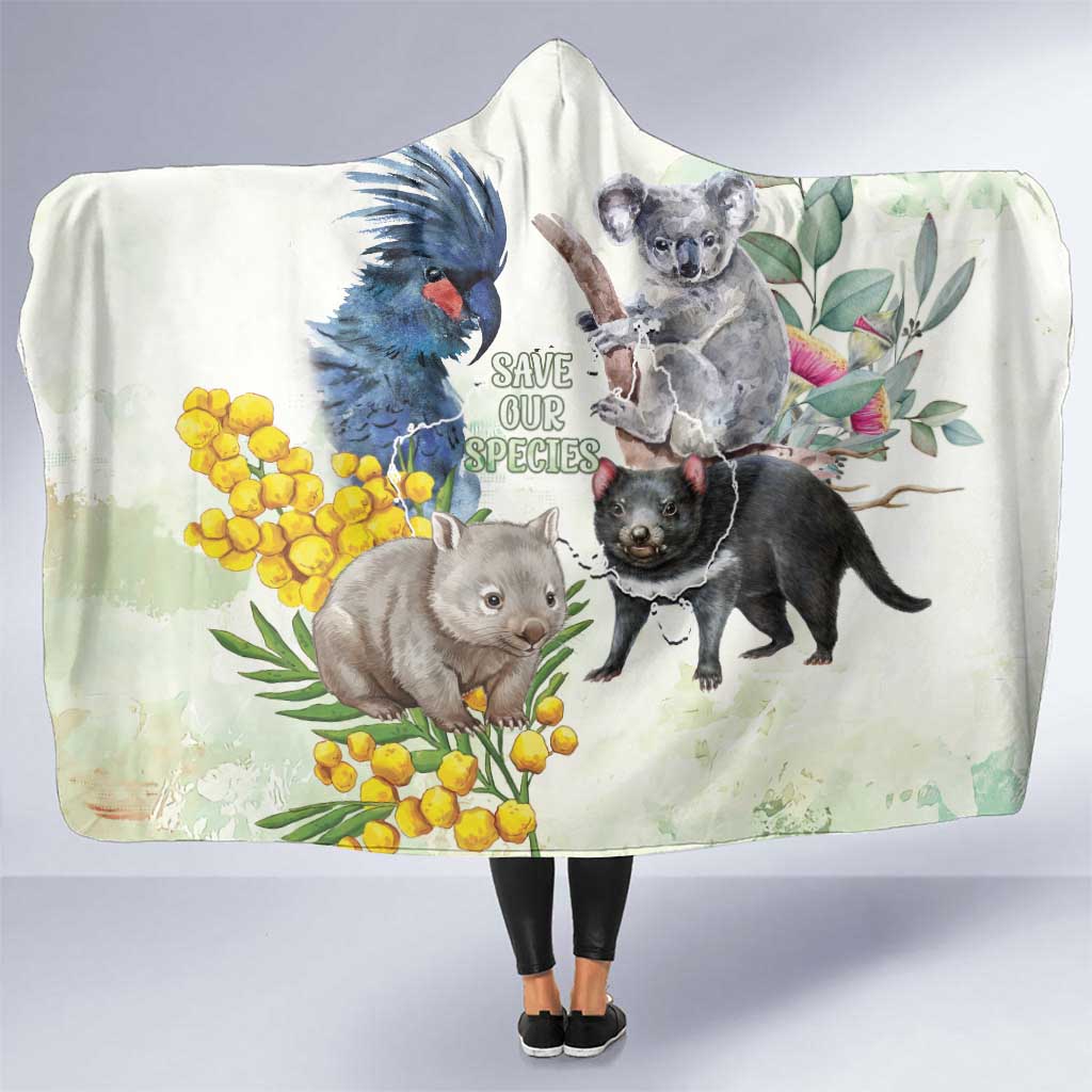 National Threatened Species Day Australia Hooded Blanket Aussie Animals Save Our Species - Aussie Hoodie
