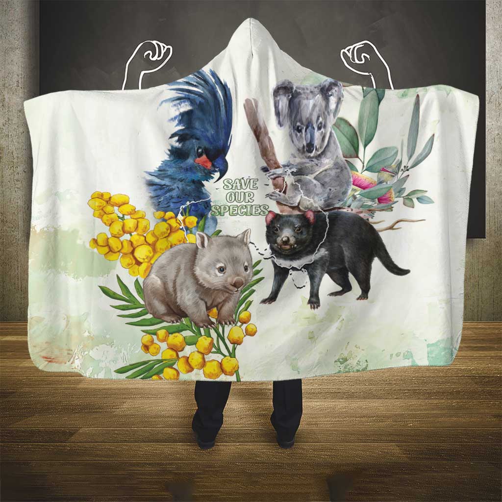 National Threatened Species Day Australia Hooded Blanket Aussie Animals Save Our Species - Aussie Hoodie