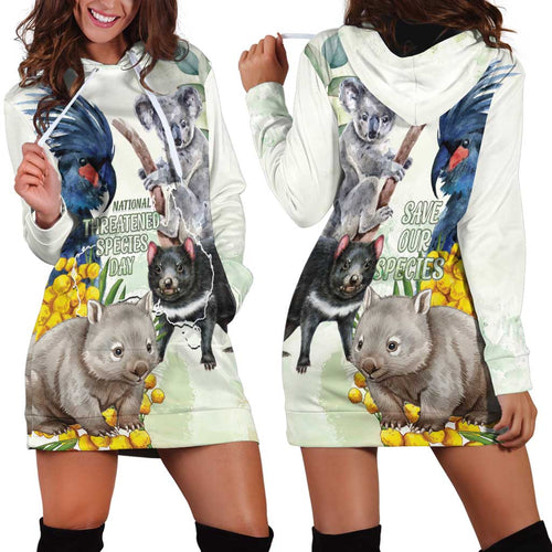 National Threatened Species Day Australia Hoodie Dress Aussie Animals Save Our Species - Aussie Hoodie