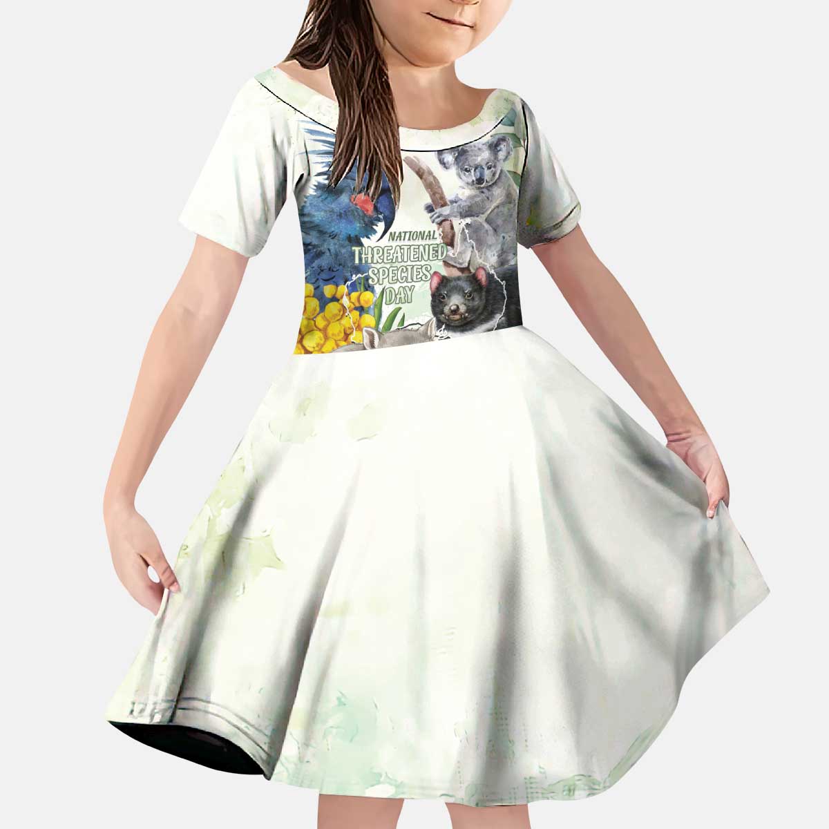 National Threatened Species Day Australia Kid Short Sleeve Dress Aussie Animals Save Our Species - Aussie Hoodie