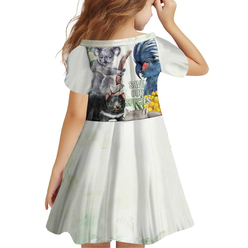 National Threatened Species Day Australia Kid Short Sleeve Dress Aussie Animals Save Our Species - Aussie Hoodie
