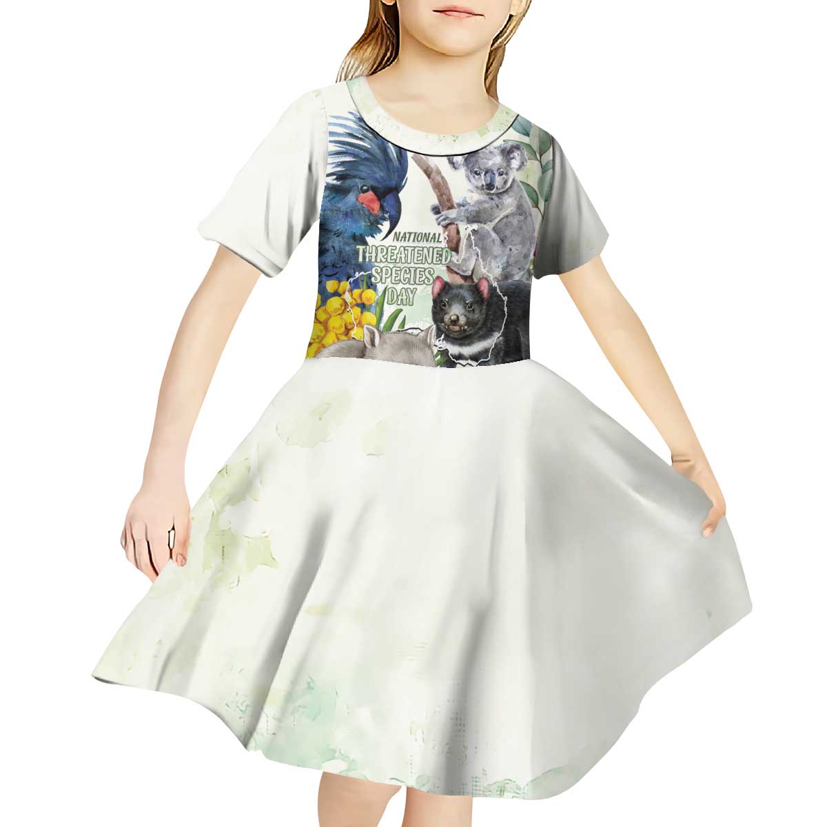 National Threatened Species Day Australia Kid Short Sleeve Dress Aussie Animals Save Our Species - Aussie Hoodie