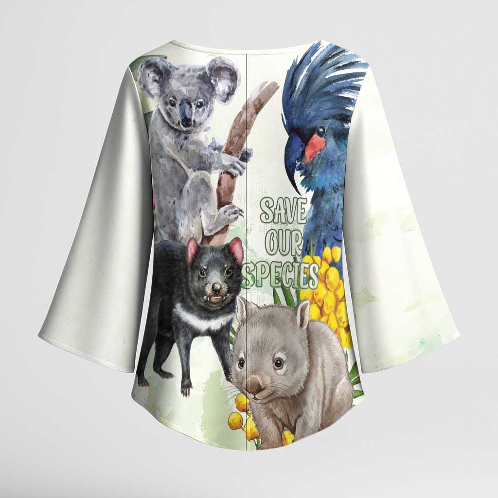 National Threatened Species Day Australia Kimono Sleeve Blouse Aussie Animals Save Our Species - Aussie Hoodie