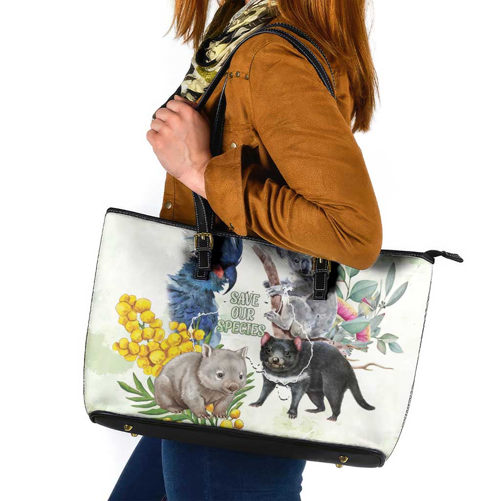 National Threatened Species Day Australia Leather Tote Bag Aussie Animals Save Our Species - Aussie Hoodie