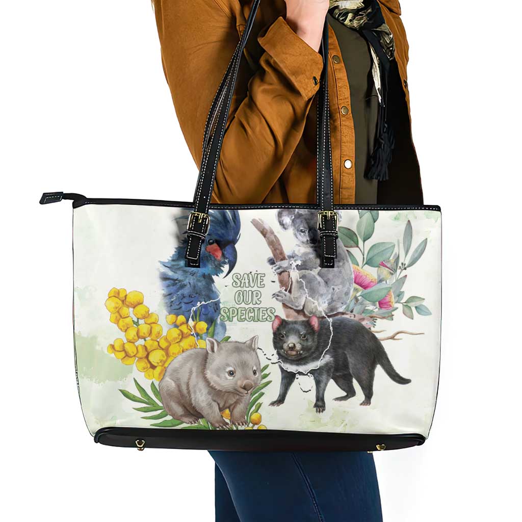National Threatened Species Day Australia Leather Tote Bag Aussie Animals Save Our Species - Aussie Hoodie