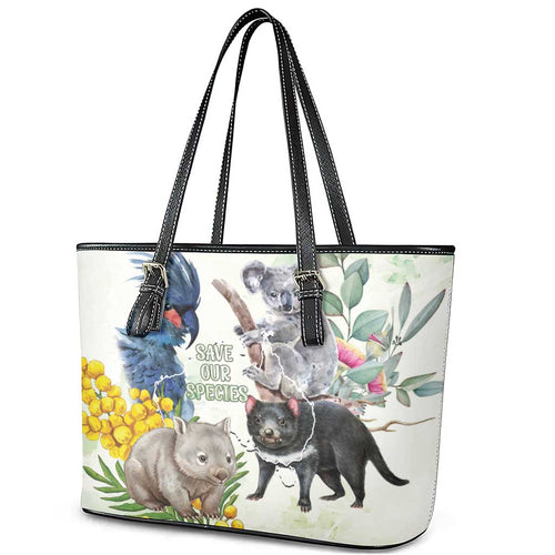 National Threatened Species Day Australia Leather Tote Bag Aussie Animals Save Our Species - Aussie Hoodie