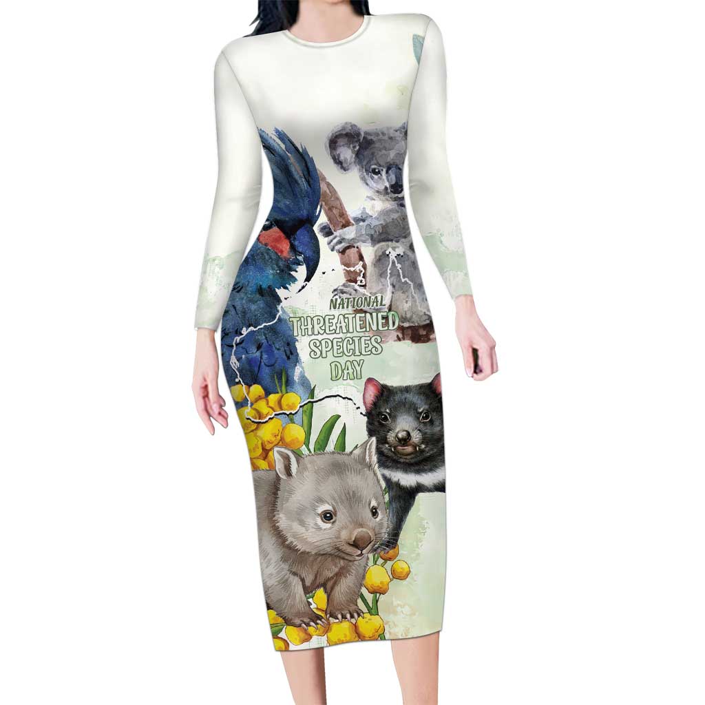 National Threatened Species Day Australia Long Sleeve Bodycon Dress Aussie Animals Save Our Species - Aussie Hoodie