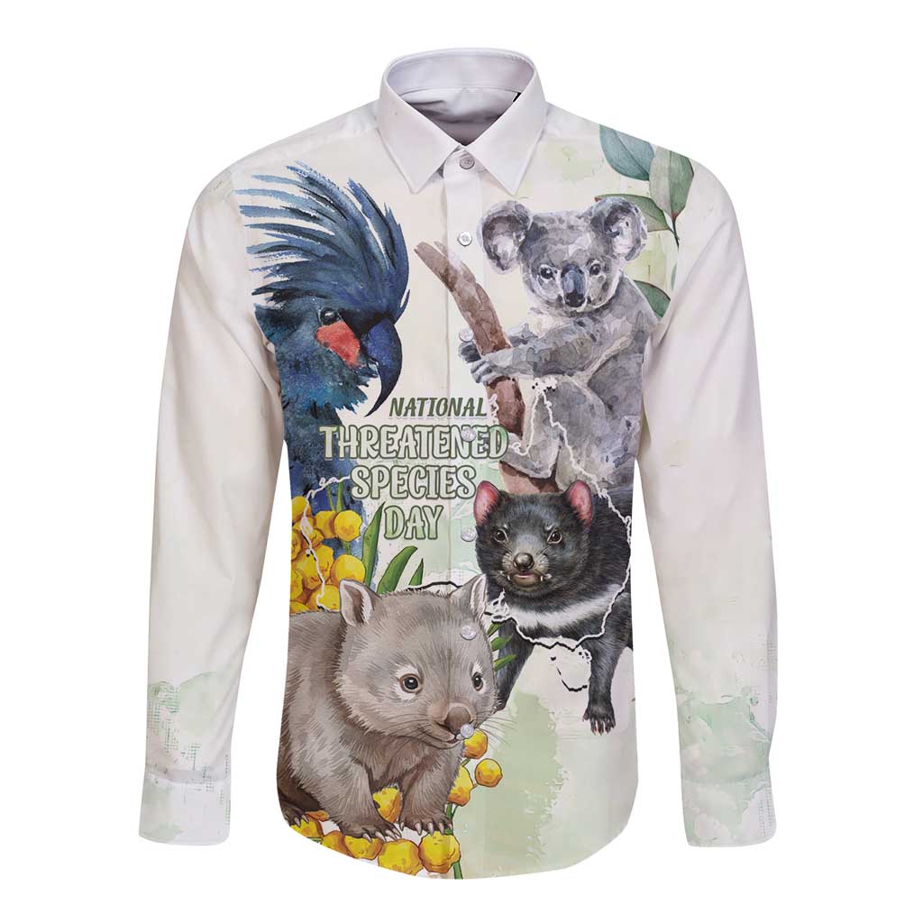 National Threatened Species Day Australia Long Sleeve Button Shirt Aussie Animals Save Our Species - Aussie Hoodie