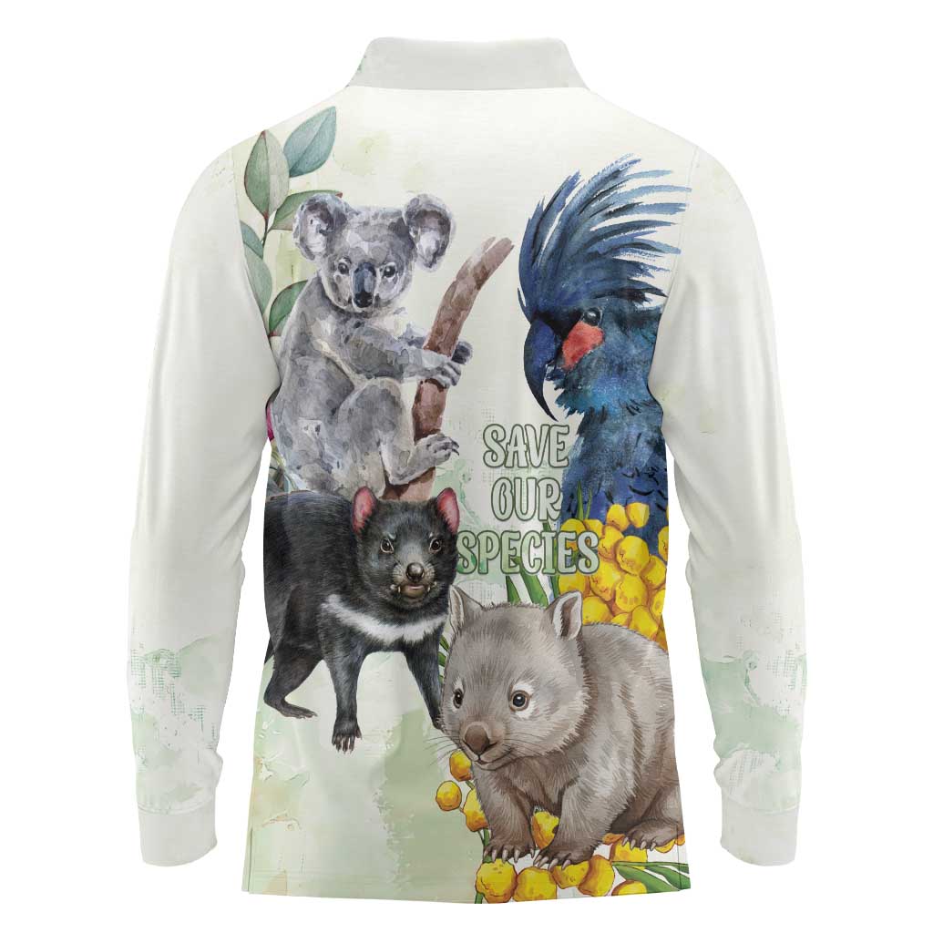National Threatened Species Day Australia Long Sleeve Polo Shirt Aussie Animals Save Our Species - Aussie Hoodie