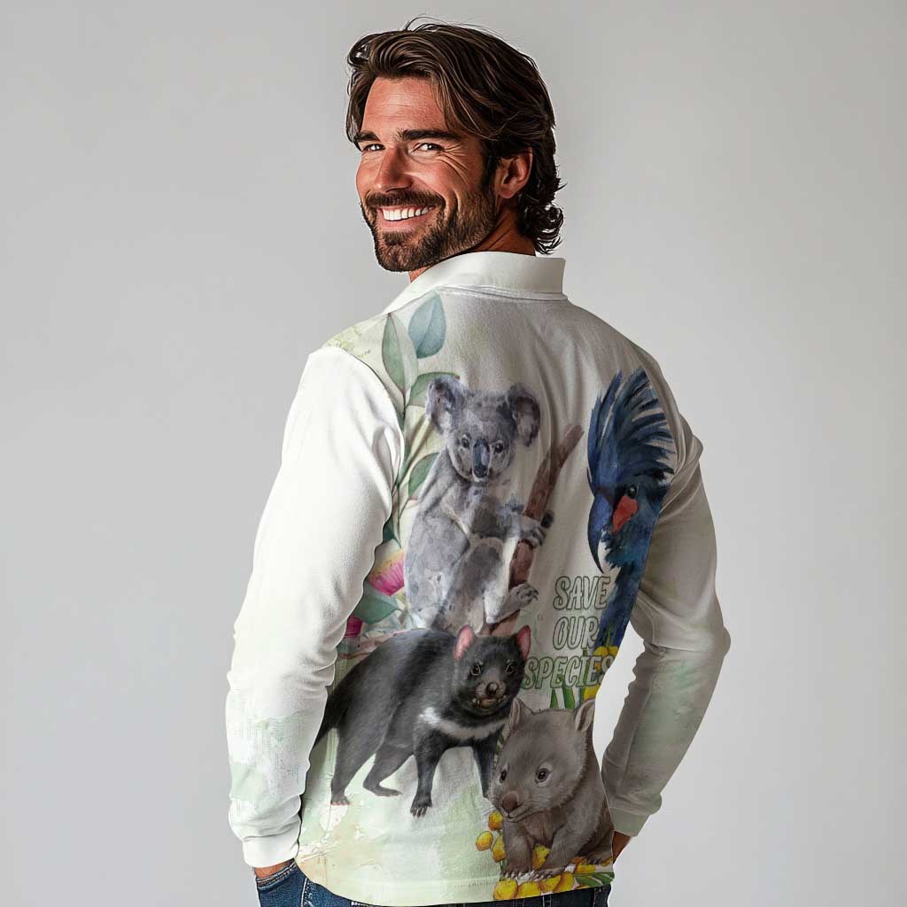 National Threatened Species Day Australia Long Sleeve Polo Shirt Aussie Animals Save Our Species - Aussie Hoodie