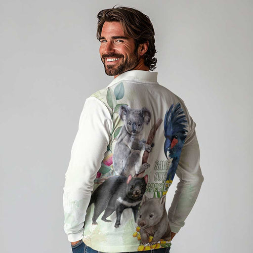 National Threatened Species Day Australia Long Sleeve Polo Shirt Aussie Animals Save Our Species - Aussie Hoodie