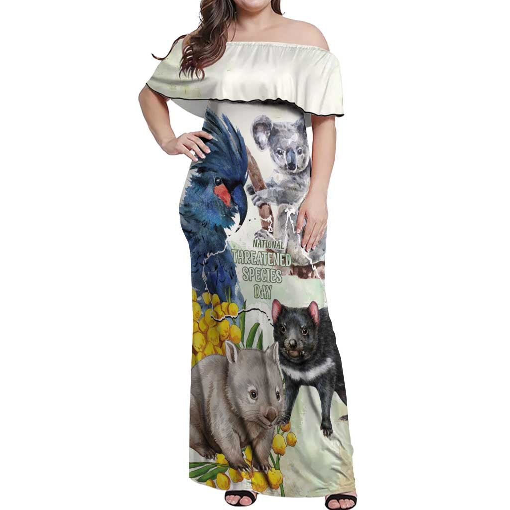 National Threatened Species Day Australia Off Shoulder Maxi Dress Aussie Animals Save Our Species - Aussie Hoodie