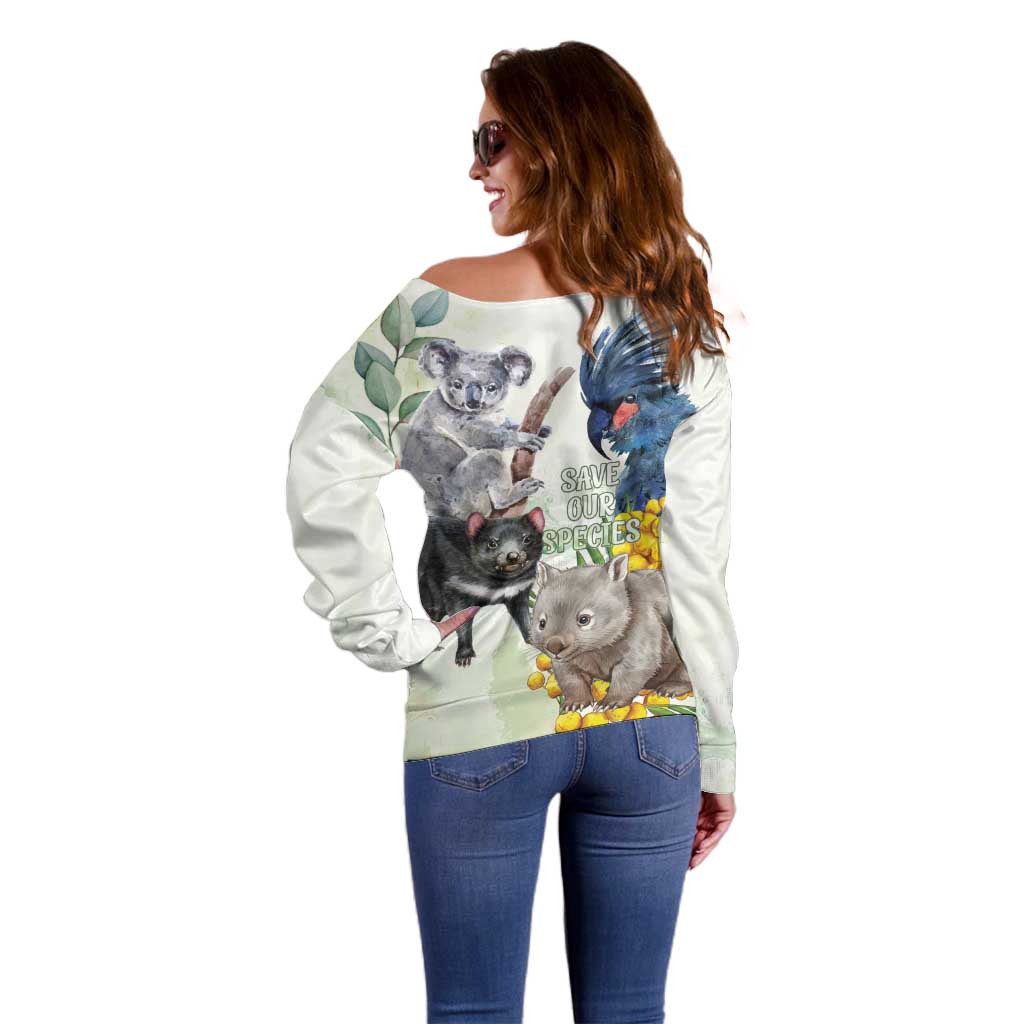National Threatened Species Day Australia Off Shoulder Sweater Aussie Animals Save Our Species - Aussie Hoodie