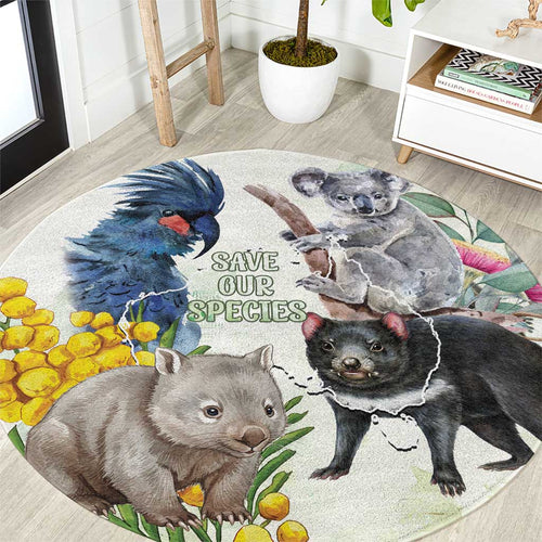 National Threatened Species Day Australia Round Carpet Aussie Animals Save Our Species - Aussie Hoodie